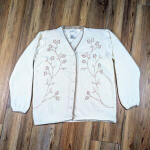 VINTAGE AUTUMN LEAVES EMBROIDERED CARDIGAN BY JENNY.